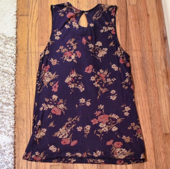 Chaps Purple Floral Ruffle Tank Top - Picture 3 of 7
